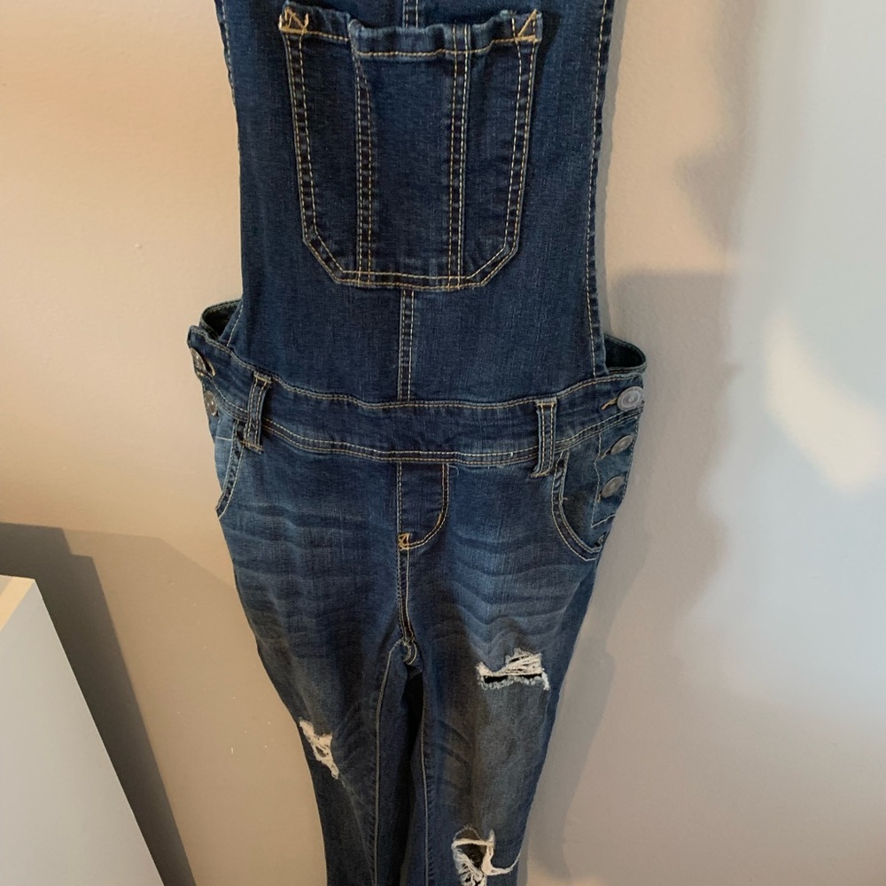 Ripped Denim Overalls Size Small